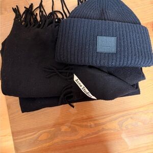 Acne Studios Navy Beanie and Scarf Set